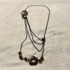 Chic Multi-Layer Black and Brown Necklace